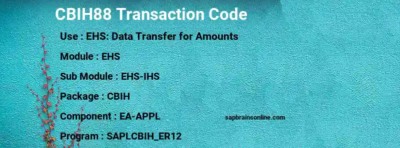 SAP CBIH88 transaction code