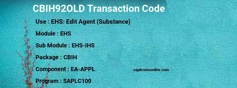 SAP CBIH92OLD transaction code