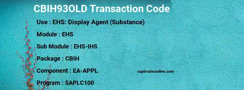 SAP CBIH93OLD transaction code