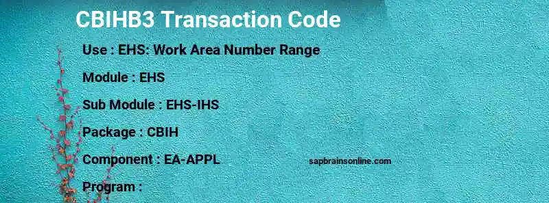 SAP CBIHB3 transaction code