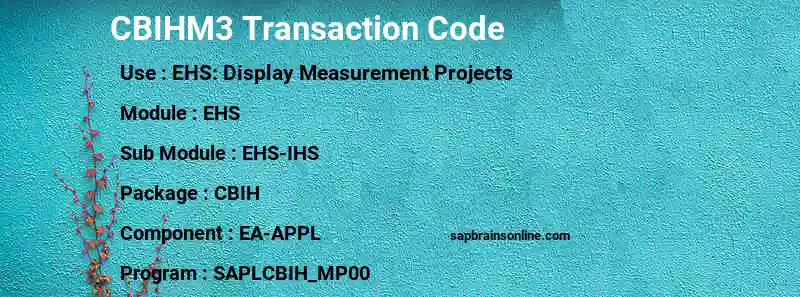SAP CBIHM3 transaction code