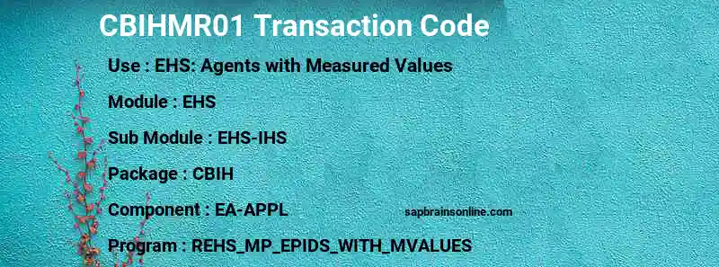 SAP CBIHMR01 transaction code
