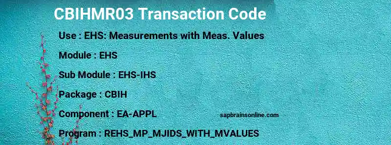 SAP CBIHMR03 transaction code