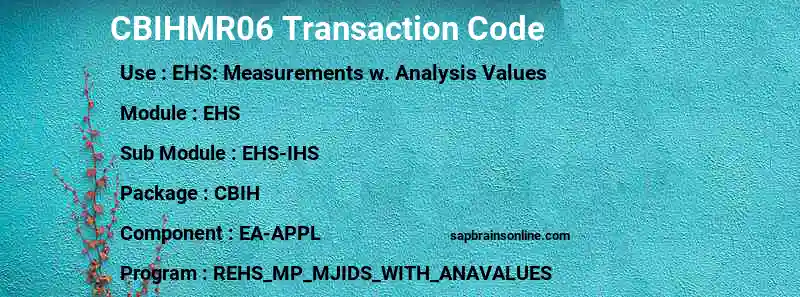 SAP CBIHMR06 transaction code