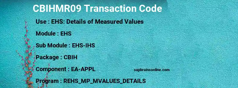 SAP CBIHMR09 transaction code
