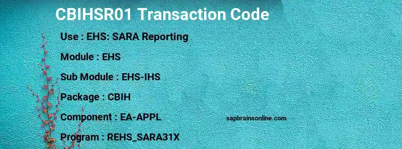 SAP CBIHSR01 transaction code