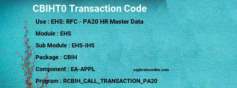 SAP CBIHT0 transaction code