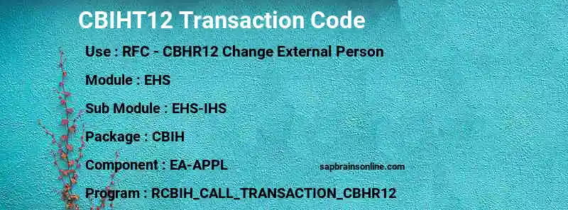SAP CBIHT12 transaction code