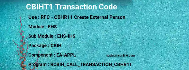SAP CBIHT1 transaction code