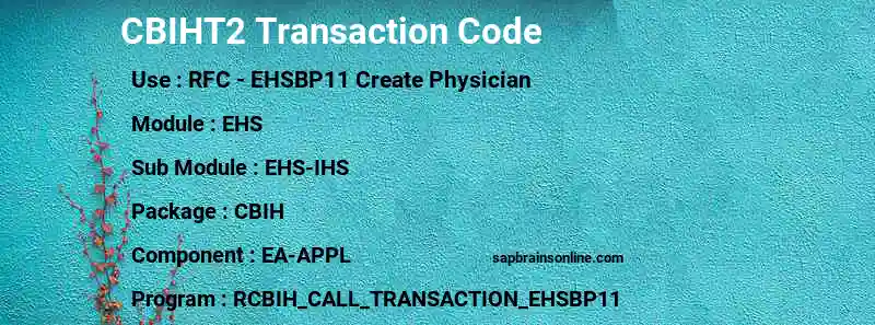SAP CBIHT2 transaction code