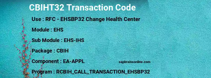 SAP CBIHT32 transaction code