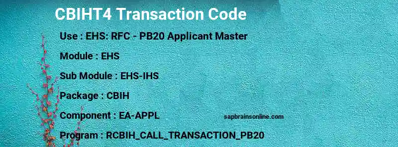 SAP CBIHT4 transaction code