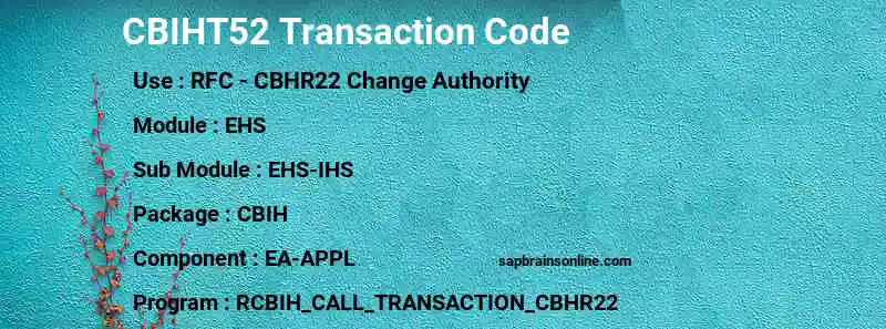 SAP CBIHT52 transaction code