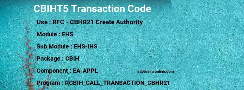 SAP CBIHT5 transaction code