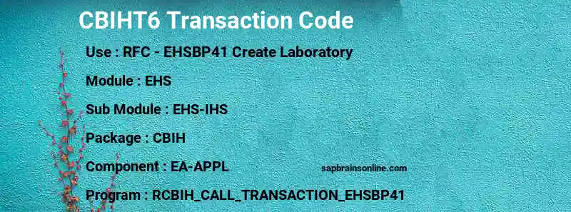 SAP CBIHT6 transaction code