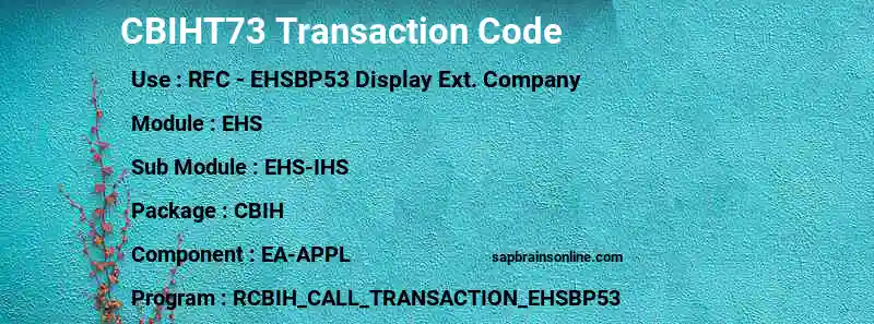 SAP CBIHT73 transaction code