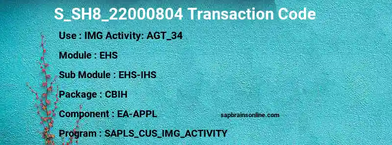 SAP S_SH8_22000804 transaction code
