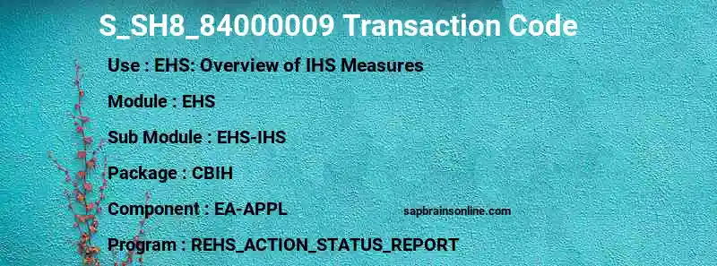 SAP S_SH8_84000009 transaction code