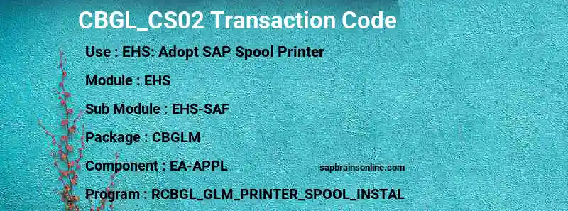 SAP CBGL_CS02 transaction code