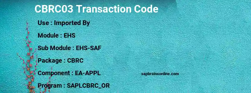 SAP CBRC03 transaction code