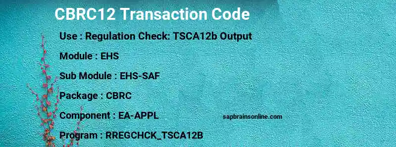 SAP CBRC12 transaction code