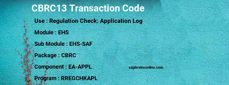 SAP CBRC13 transaction code