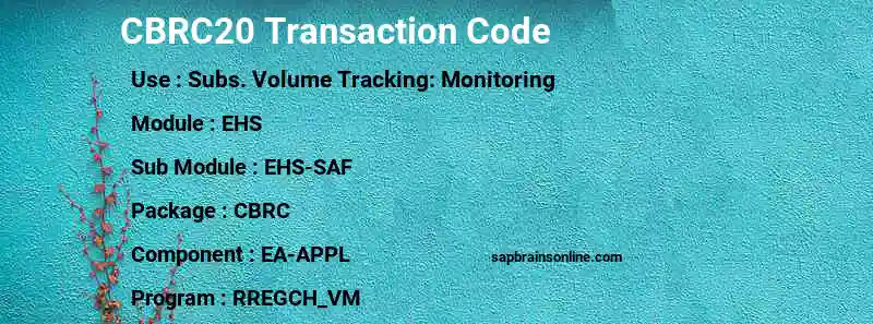 SAP CBRC20 transaction code