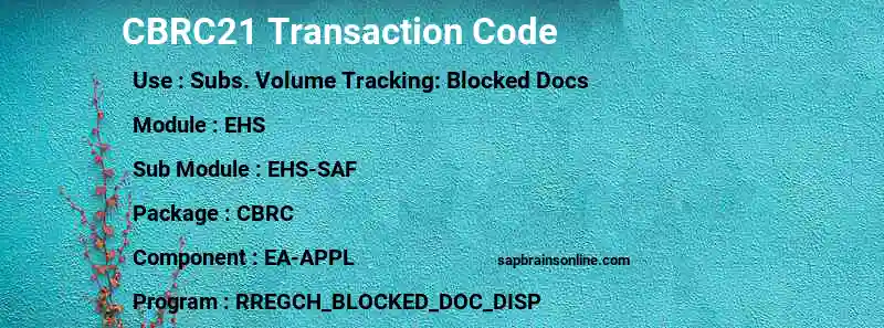SAP CBRC21 transaction code