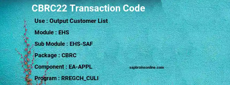 SAP CBRC22 transaction code