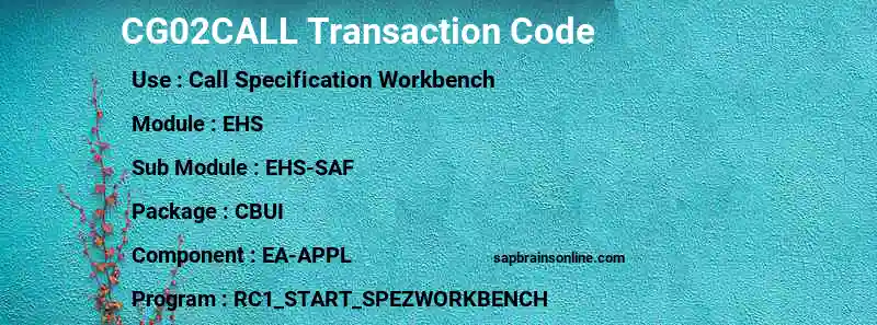 SAP CG02CALL transaction code