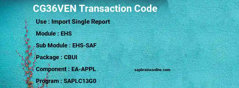 SAP CG36VEN transaction code