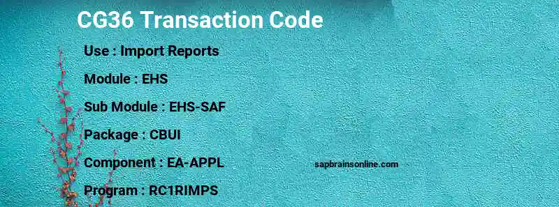 SAP CG36 transaction code