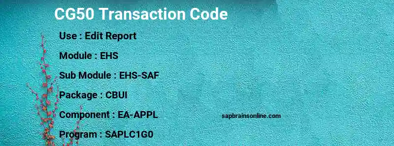 SAP CG50 transaction code