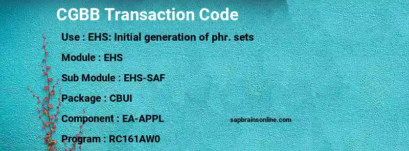 SAP CGBB transaction code