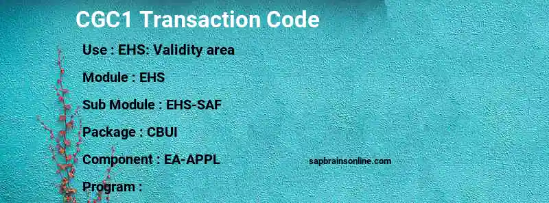 SAP CGC1 transaction code