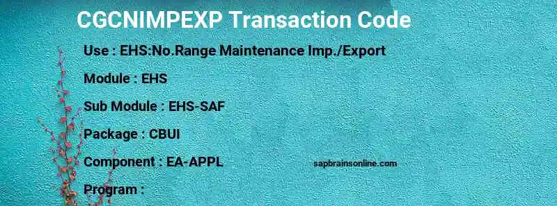 SAP CGCNIMPEXP transaction code