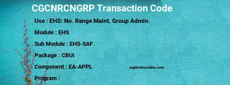 SAP CGCNRCNGRP transaction code