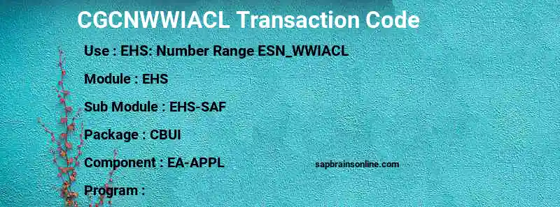 SAP CGCNWWIACL transaction code