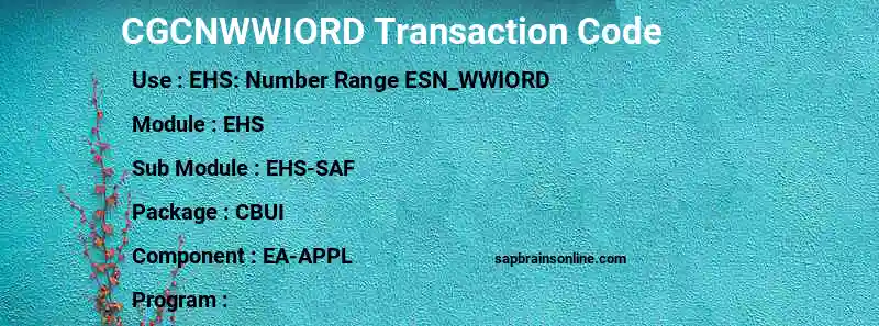 SAP CGCNWWIORD transaction code