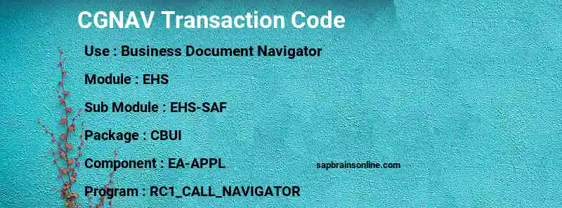 SAP CGNAV transaction code