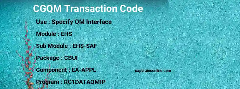 SAP CGQM transaction code
