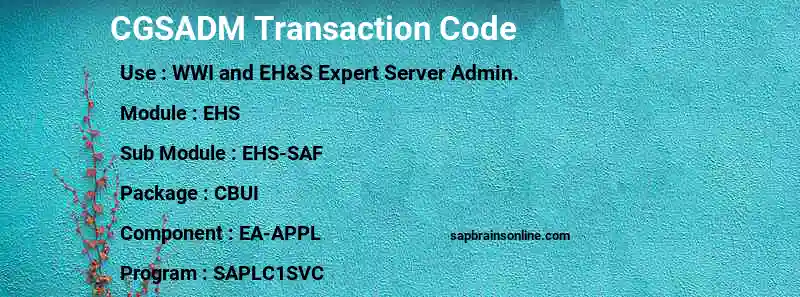 SAP CGSADM transaction code