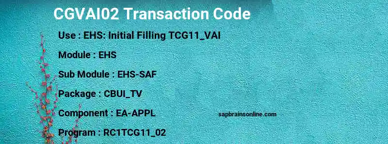 SAP CGVAI02 transaction code