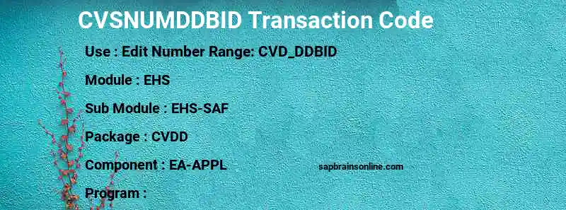 SAP CVSNUMDDBID transaction code