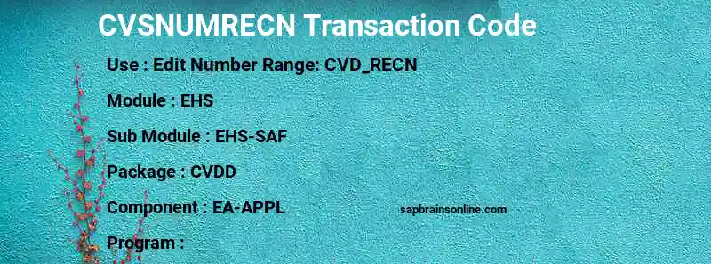 SAP CVSNUMRECN transaction code