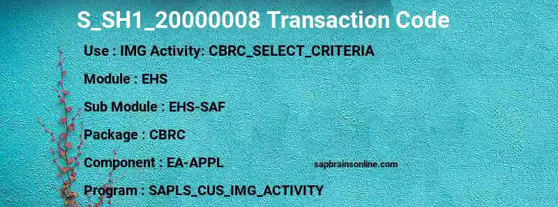 SAP S_SH1_20000008 transaction code