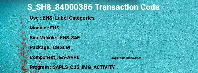 SAP S_SH8_84000386 transaction code