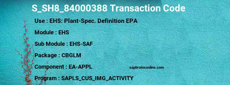 SAP S_SH8_84000388 transaction code