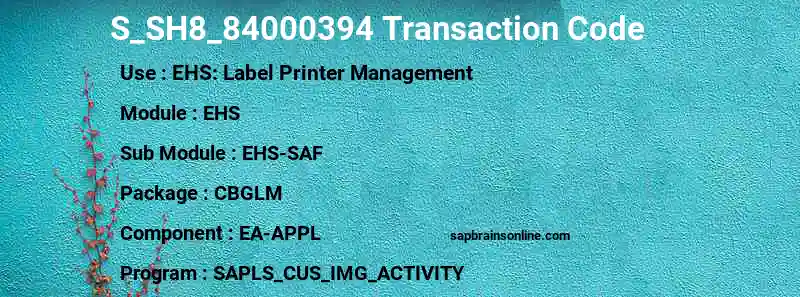 SAP S_SH8_84000394 transaction code