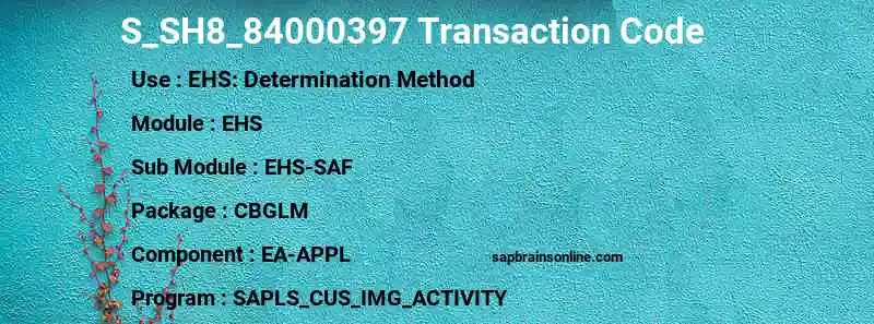 SAP S_SH8_84000397 transaction code